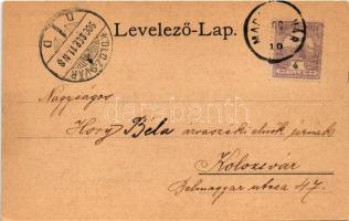 1900 Marosújvár, Uioara, Ocna Mures; Király utca, templom / street view, church (EK)