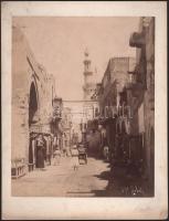 cca 1890-1900 Jean Pascal Sébah (1872-1947): Egyiptom, Kairó, Rue Suk el-Selah (Souq Al-Selah), nagyméretű fotó kartonon, 27x21,5 cm, karton: 33x25 cm // cca 1890-1900 Jean Pascal Sébah (1872-1947): Egypt, Cairo, Rue Suk el-Selah (Souq Al-Selah), large-size photo on cardboard, 27x21.5 cm, cardboard: 33x25 cm