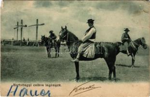 1908 Hortobágy, csikós legények, magyar folklór. Pongrácz Géza kiadása (b)