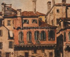 Paulovits Pál (1892-1975): Eldugott tér Velencében. Színezett rézkarc, papír, jelzett, foltos, 26×35...