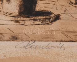 Paulovits Pál (1892-1975): Eldugott tér Velencében. Színezett rézkarc, papír, jelzett, foltos, 26×35...