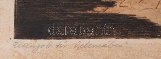 Paulovits Pál (1892-1975): Eldugott tér Velencében. Színezett rézkarc, papír, jelzett, foltos, 26×35...