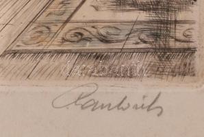 Paulovits Pál (1892-1975): Enteriőr. Színezett rézkarc, papír, jelzett, lap széle kissé foltos, 25,5...