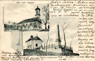 1905 Ercsi, Római katolikus templom, Eötvös emlékszobor. Déri János és fia kiadása. Art Nouveau, floral (Rb)