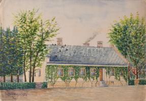 Kelemen Gy (?) jelzéssel vagy jelzés nélkül, 8 db mű: Tabáni részletek, 1929-1933. Akvarell, papír. Részben sérült. 16,5×24 és 27x39 cm között.