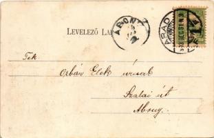 1903 Arad, Andrássy tér, városi vasút, vonat, Róth Testvérek, Schäffer Henrik üzlete / square, urban...