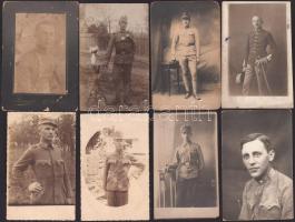 cca 1914-1918 12 db katonai fotólap és keményhátú fotó, 11,5×8,5 és 9×13 cm közötti méretekben