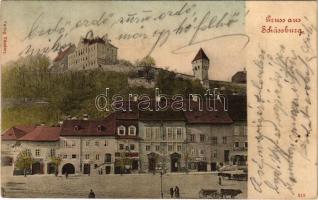 1902 Segesvár, Schässburg, Sighisoara; Piactér, F. Lingner üzlete. Vándory kiadása / market square, shops (EK)