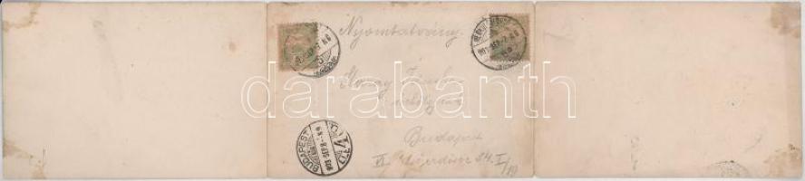 1903 Herkulesfürdő, Baile Herculane; 3-részes kihajtható panorámalap. R. Krizsány kiadása / 3-tiled ...