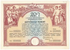 1952. Budapest "Harmadik Békekölcsön" sorsjegy 200Ft-ról, szárazpecséttel, kitöltetlen, lyukasztásokkal érvénytelenítve T:AU nagyobb sarokhajlás