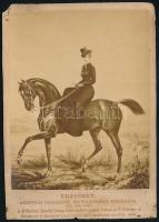 cca 1870 Erzsébet királyné lovon, Kobierski Károly képe nyomán készült fénynyomat, sérüléssel, feliratozva, 16,5×10,5 cm