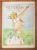 Stefi jelzéssel: Veterán Atlétikai EB, 1986. Akvarell, papír. Kissé foltos. Üvegezett fakeretben. 41,5×29,5 cm.
