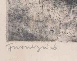 Imre István (1918-1983): Furulyázó. Rézkarc, papír, jelzett, üvegezett fakeretben, 40x30cm