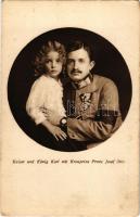 Kaiser und König Karl mit Kronprinz Franz Josef Otto. Herausgegeben vom k.u.k. Kriegsfűrsorgeamt. Aus dem Atelier Helene von Zimmerauer / Charles I of Austria and Crown Prince Otto von Habsburg