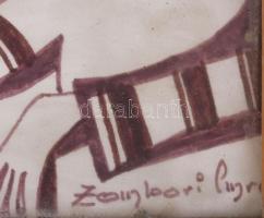 Zombori jelzéssel: Zenészek. Filctoll, papír, jelzett. Üvegezett fakeretben, 20x30 cm