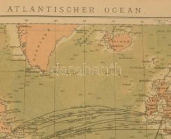 cca 1900 Atlantischer Ocean / Az Atlanti-óceán térképe, a Brockhaus Konversations-Lexikon melléklete...