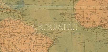 cca 1900 Atlantischer Ocean / Az Atlanti-óceán térképe, a Brockhaus Konversations-Lexikon melléklete...