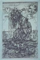 Balla Margit (1947-): Alak (cím nélkül). Rézkarc, papír, jelzett. Balla Margit autográf ajánlásával. Fakeretben. 20×13 cm.