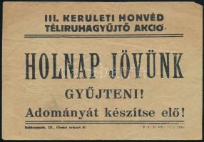 cca 1942 III. kerületi honvéd téliruha-gyűjtő akció röplapja