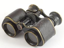 Plastra antik távcső, jelzett, kopással, 9x10 cm