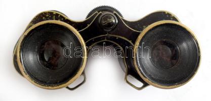 Plastra antik távcső, jelzett, kopással, 9x10 cm