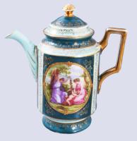 cca 1900 B. Bloch &amp; Co. historizáló mintás kanna és 5 darab pohár, jelzett, kopással, m: 15 ...