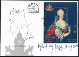 Mária Terézia blokk és FDC Habsburg Kinga és más családtagok aláírásával