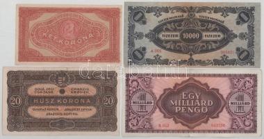 Vegyes 9db-os pengő és korona tétel: 1939-1946. 2P-1.000.000.000MP (4xklf) + 1912-1920. 2K-100K (5xk...