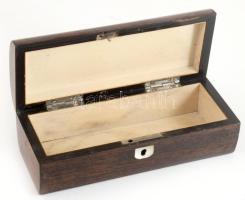 Fa díszdoboz, gyöngyház berakással, 16x7 cm