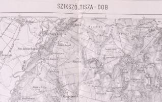 ca 1910 Szikszó és Tiszadob környéke katonai térkép 1:75 000 54x44 cm