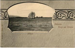 Orsova, Babagay (Babagáj) szikla. Hutterer G. 502. Art Nouveau (vágott / cut)