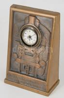 cca 1930 Magyar Kir. Állami Vas- Acél és Gépgyárak Budapest öntött bronz asztali óra, óra része nem működik, m: 19 cm