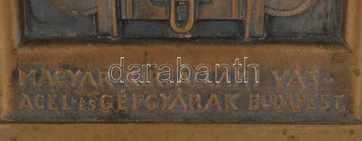 cca 1930 Magyar Kir. Állami Vas- Acél és Gépgyárak Budapest öntött bronz asztali óra, óra része nem ...