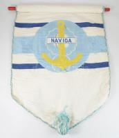 cca 1980 Nemzetközi Hajómodellező Szövetség zászlaja, 88x56 cm