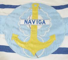 cca 1980 Nemzetközi Hajómodellező Szövetség zászlaja, 88x56 cm