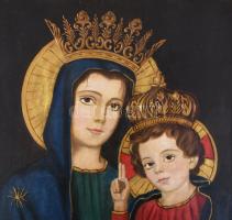 Jelzés nélkül: Mária Jézussal. Olaj, vászon, javított. Dekoratív, javított fakeretben, 80×60 cm