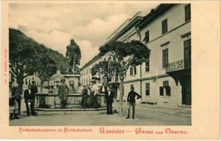 Orsova, Herkulesbrunnen in Herkulesbad. G. Hutterer / Herkules fürdő, kút / spa, fountain