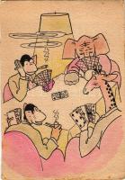 1946 Kártyázó és dohányzó állatok / Animals playing cards and smoking (fl)