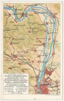 Budapest, A Magyar Királyi Folyam- és Tengerhajózási Rt. Budapest-Dömösi vonala, térkép. Hátoldalon "Utazzunk MFTR magyar hajón!" reklám / Hungarian river and sea shipping map. Klösz Gy. és Fia litho (szakadás / tear)
