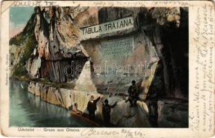 1903 Orsova, Trajan emléktábla a Kazánban. Hutterer G. / Kazan, Trajaotafel / Cazane, Tabula Traiana / monument, gorge (b)