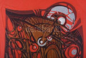 Xantus Gyula (1919-1993): Vörös kompozíció (cím nélkül). Olaj, karton. Jelzés nélkül. Proveniencia: ...