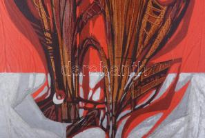 Xantus Gyula (1919-1993): Vörös kompozíció (cím nélkül). Olaj, karton. Jelzés nélkül. Proveniencia: ...