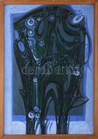 Xantus Gyula (1919-1993): Kék kompozíció (cím nélkül). Olaj, karton. Jelzés nélkül. Proveniencia: a művész ajándéka. Fakeretben. 49x34,5 cm