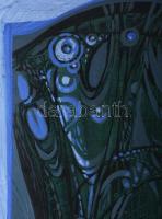 Xantus Gyula (1919-1993): Kék kompozíció (cím nélkül). Olaj, karton. Jelzés nélkül. Proveniencia: a ...