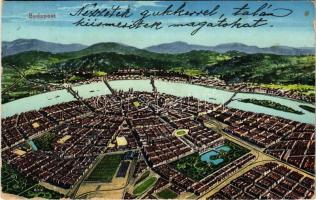 1916 Budapest, látkép madártávlatból. Klösz Gy. és Fia kiadása (EK)