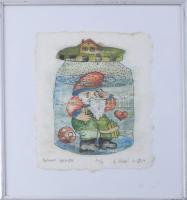 ef.Zámbó (efZámbó) István (1950-): Bánat befőtt 2004. Egyedi beavatkozású print (Ebp), merített papí...