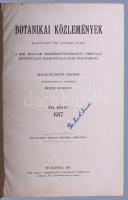 Moesz Gusztáv (szerk.): Botanikai közlemények. XVI. kötet 1917. Bp., 1917, Kir. M. Természettudományi Társulat. Félvászon kötés, kopottas állapotban.