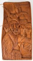 Jálics Gyula (1940-2016): Busójárás. Faragott fa, jelzett, 58x29 cm
