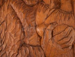 Jálics Gyula (1940-2016): Busójárás. Faragott fa, jelzett, 58x29 cm