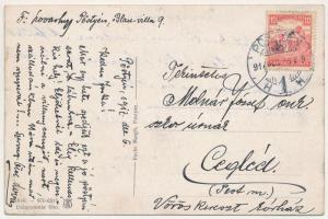 1917 Pöstyén, Piestany; Ferenc József út, zsinagóga. Fuchs Margit kiadása / Franz Josefstrasse / str...